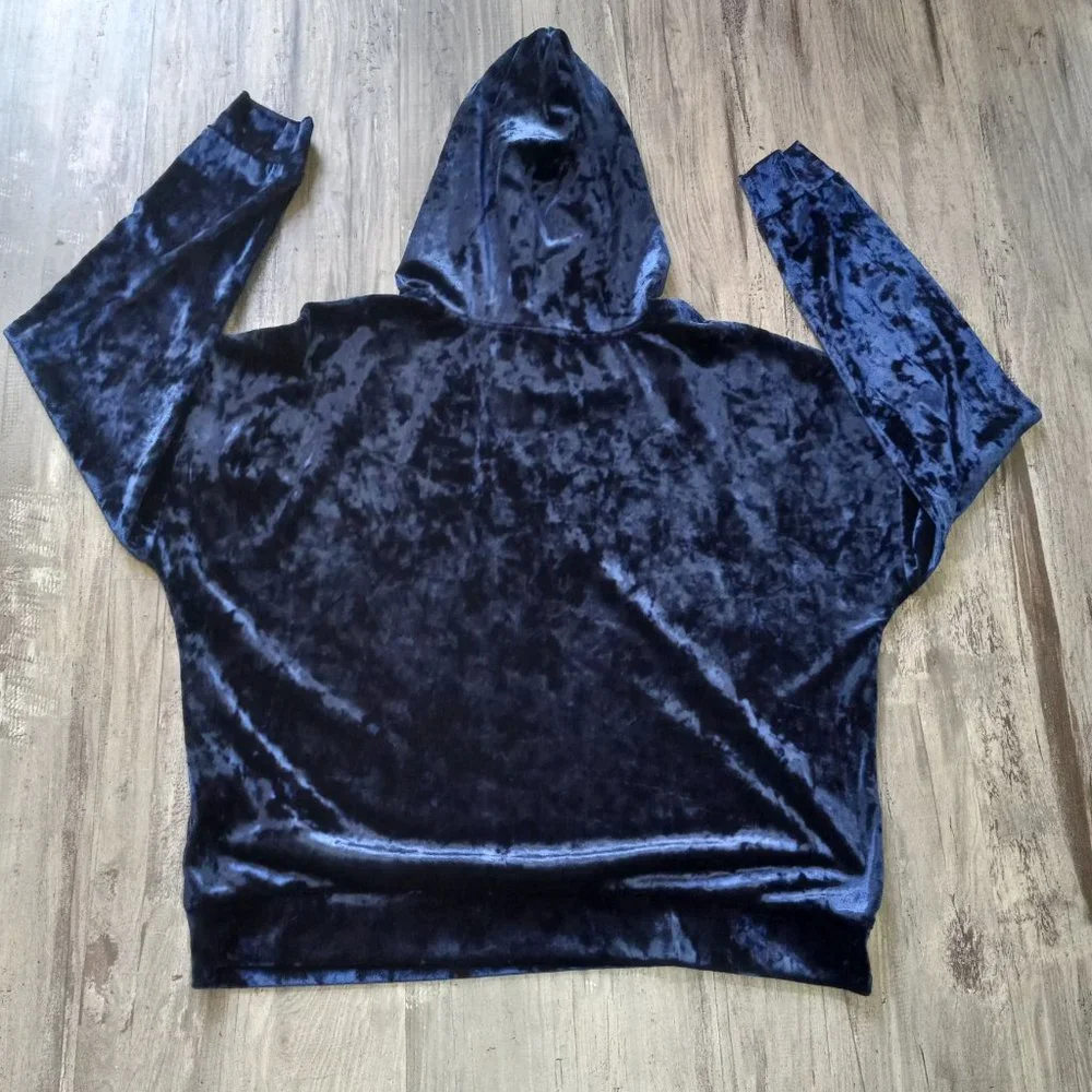 Alfani Velvet Sleep Hoodie Women's Top Blue Size M